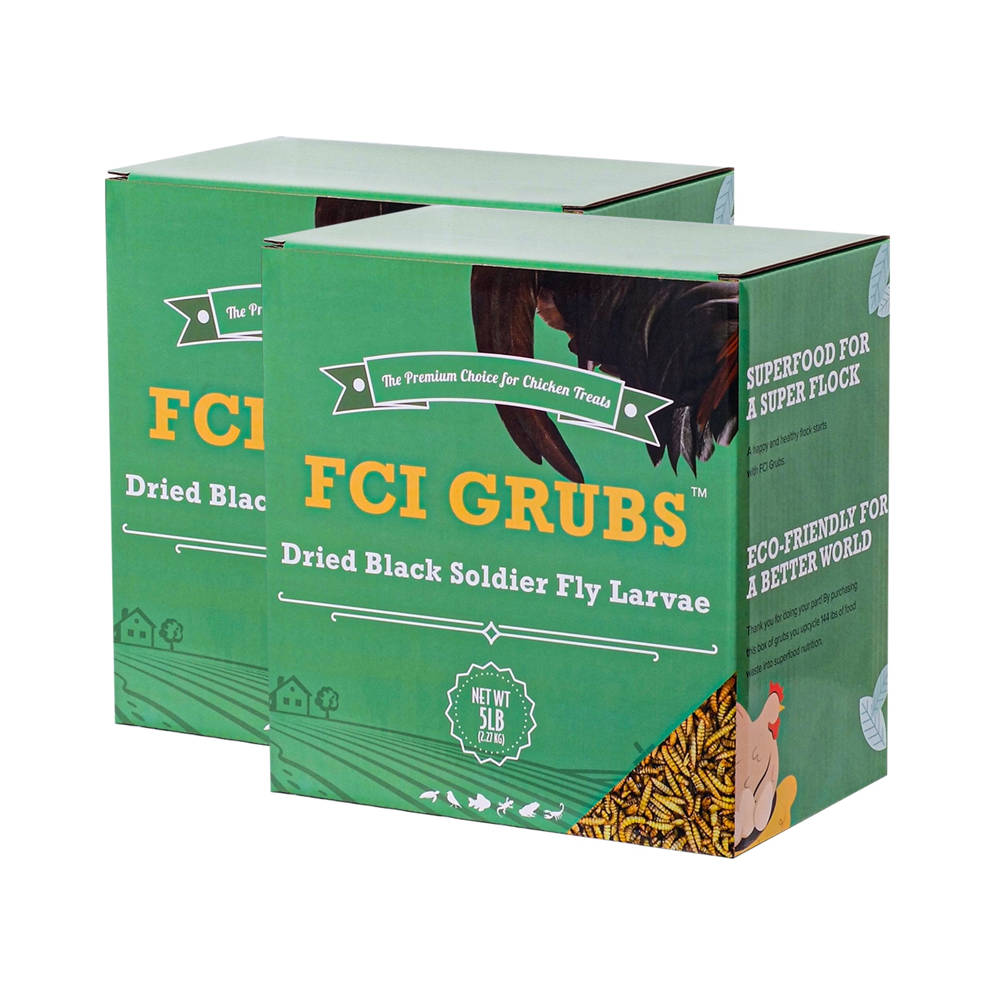 FCI GRUBS 5LBx2 Dried Black Soldier Fly Larvae for Chickens, Birds and Small Pets, High in Calcium