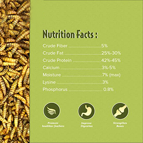 FCI GRUBS 20LB Dried Black Soldier Fly Larvae for Chickens, Birds and Small Pets, High in Calcium